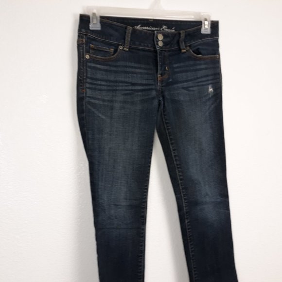 American Eagle Women's Jeans Size 4 Straight Crop Artist Low Rise Stretch Blue - Picture 2 of 16